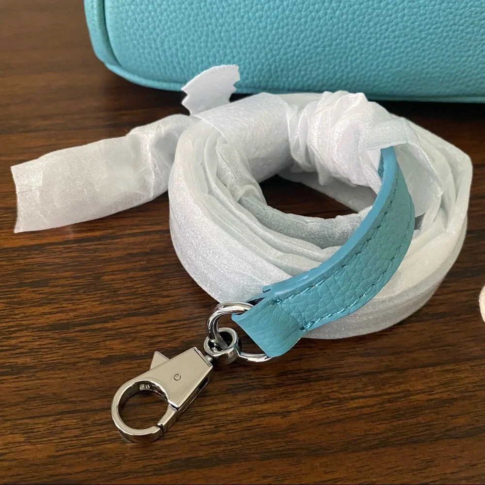 Turquoise Mini 20 Pebble Leather Lock Key Belted Satchel Bag Crossbody S14/B1 - Picture 9 of 13